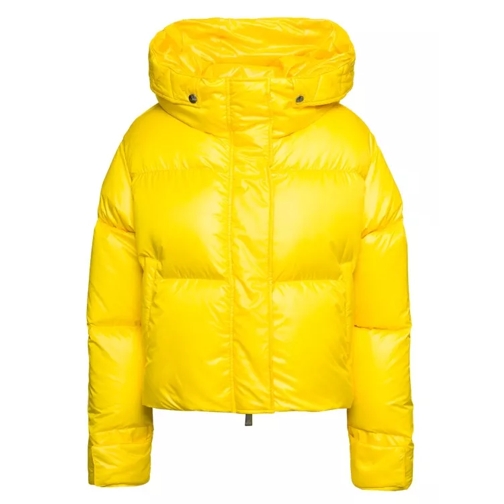 Anitroc Giorgia' Yellow Cropped Down Jacket With Logo Patc Yellow Dunjackor