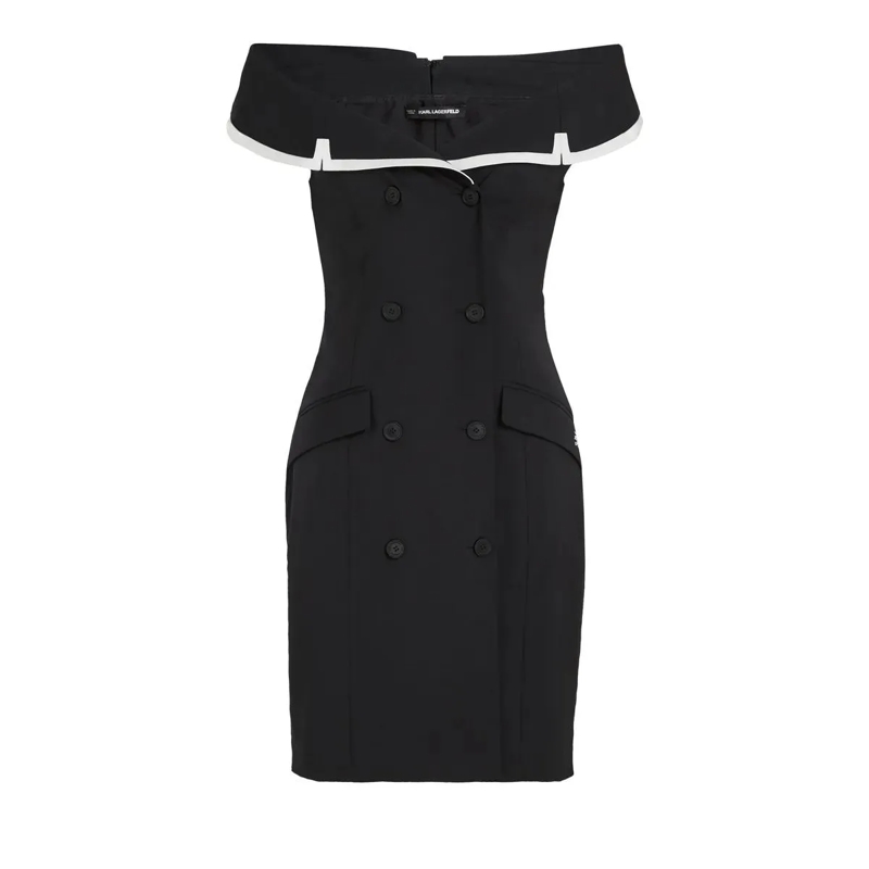 Karl Lagerfeld Kleid Schulterfreies Blazerkleid Kleid schwarz