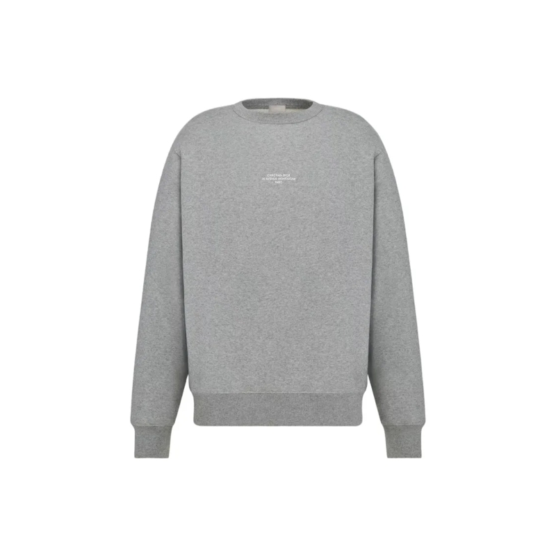 Christian Dior  Brushed Cotton Sweatshirt With Dior Montaigne Prin Grey
