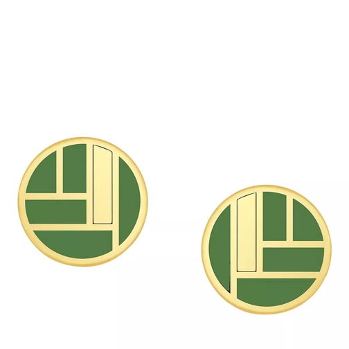 Pukka Berlin Bauhaus Ceramic Earrings Green and Yellow Gold Stiftörhängen