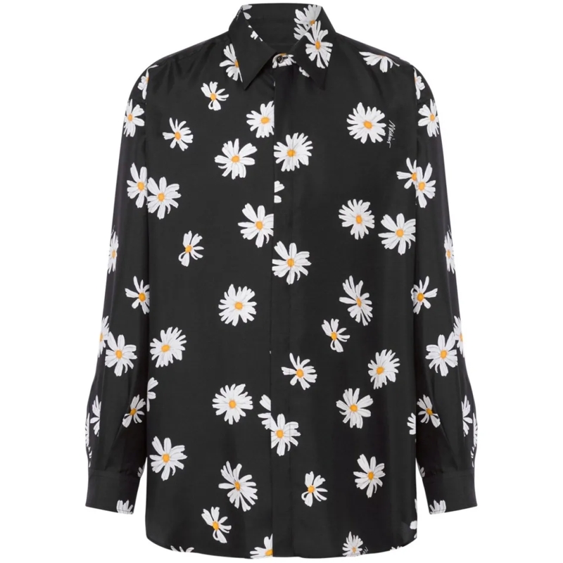 Moschino Hemd Silk Floral Print Shirt Black