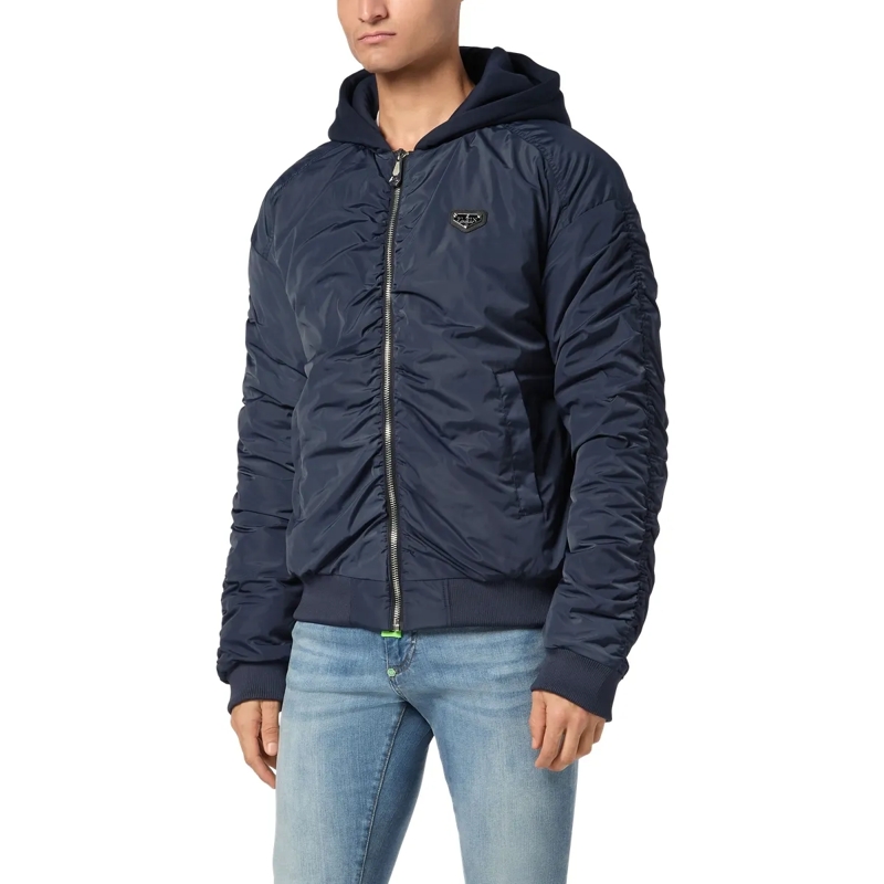 Philipp Plein Lederjacke Jacke dunkel-blau(Image 4)
