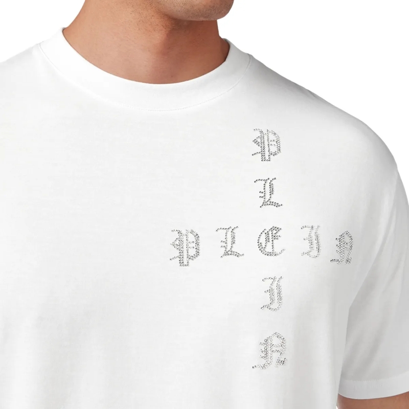 Philipp Plein T-Shirt T-Shirt Gothic Plein Mit Schmucksteinen weiss(Image 6)