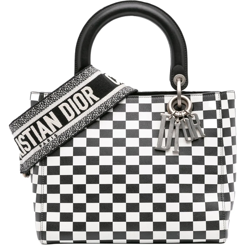 Christian Dior Schultertasche Medium Calfskin Checkered Lady Dior schwarz
