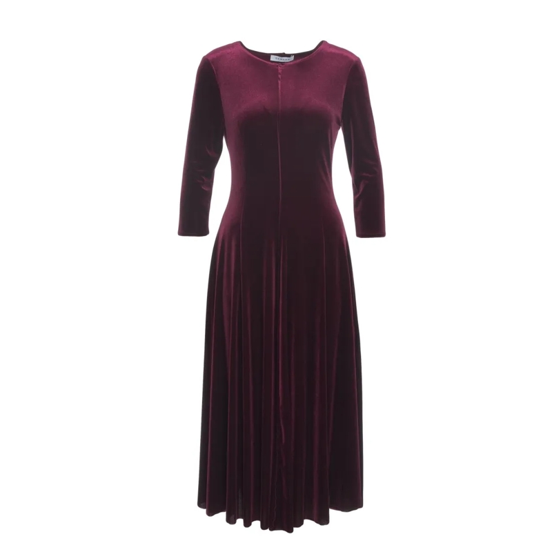 Gender  Burgundy Velvet Maxi Dress With Fitted Bodice Black