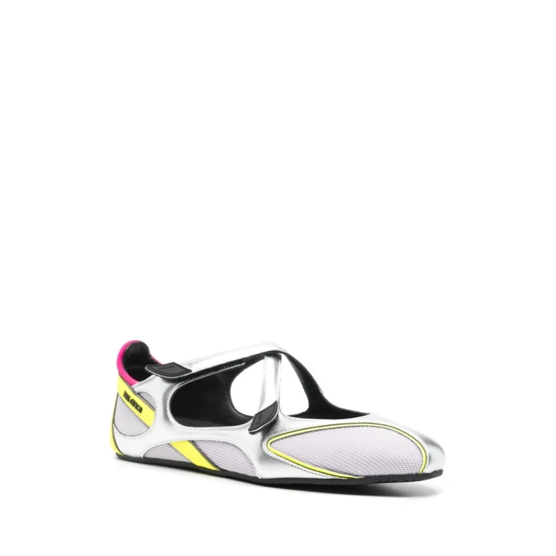 The Attico Balletschoenen Silver Ballerinas With Mesh Paneling White