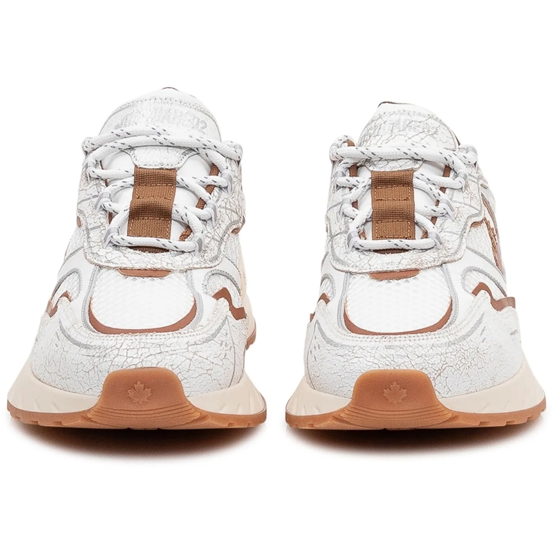 Dsquared2 Low-Top-Sneaker Sneaker Running in Pelle e Tessuto Effetto Crackle weiß(Image 2)