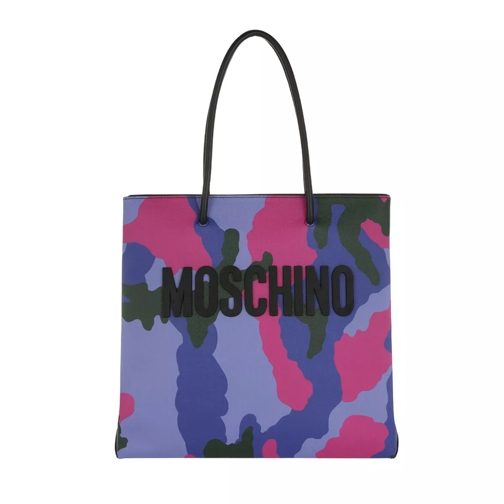 Moschino Camouflage Tote Bag Leather Multicolor/ Purple Rymlig shoppingväska