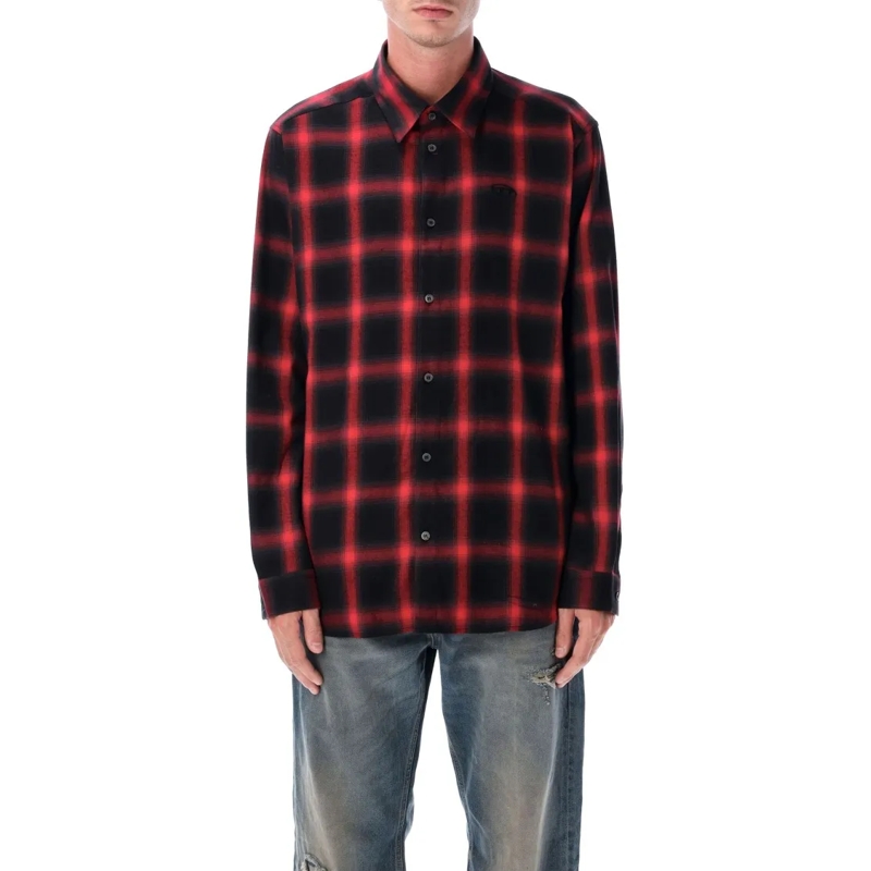 Diesel Hemd Checked Cotton-Viscose Shirt Red Red