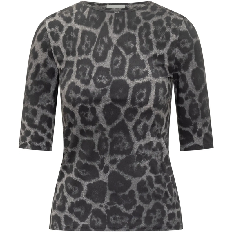 Stella McCartney Haut à manches longues Top Stampa Leopard dunkelgrau