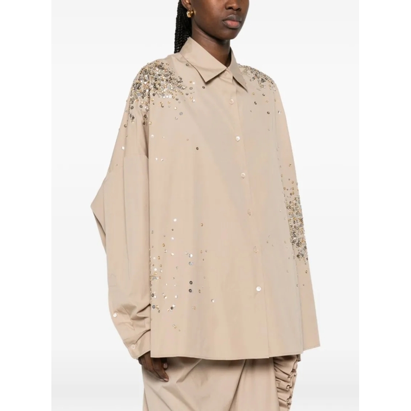 Dries Van Noten Bluse Boxy Cotton Shirt Neutrals(Image 4)