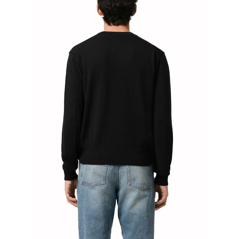 AMI Paris Pull Fitted Merino Wool Sweater With Heart Logo Black(Image 2)