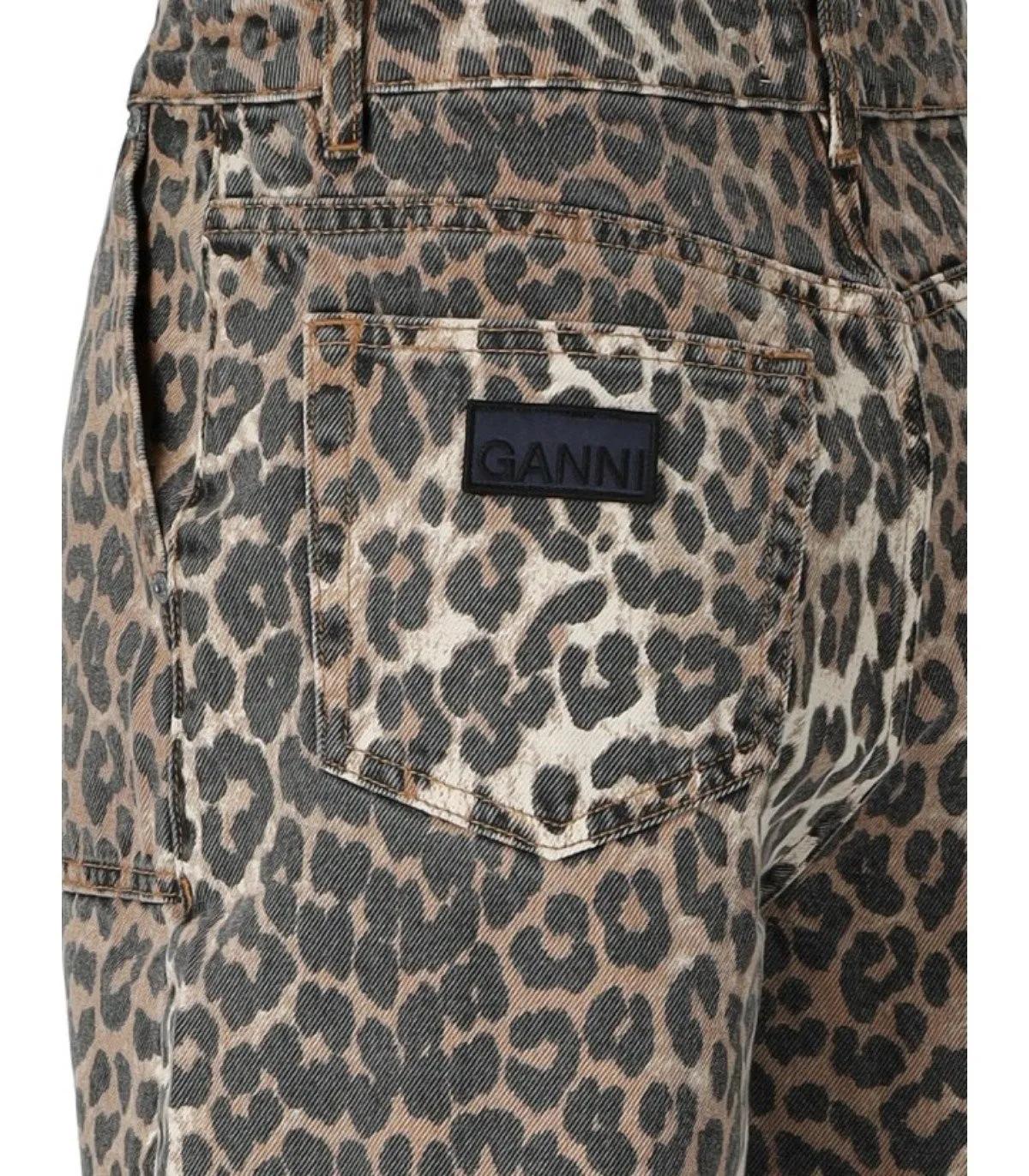 GANNI - GANNI ANGI ANIMALDRÜCK CARGO JEANS - Größe 28 - beige