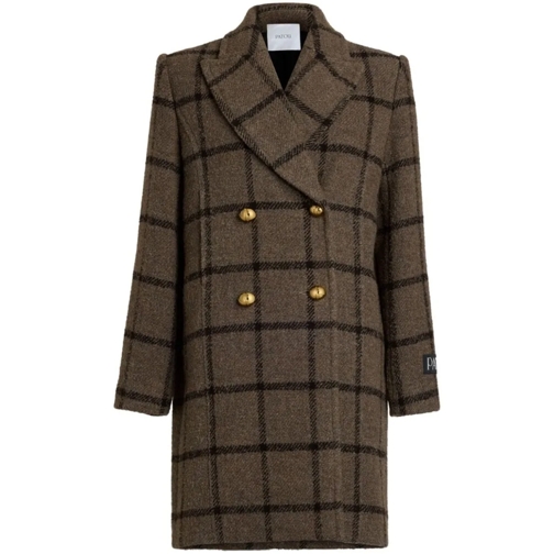 Patou Trenchcoat Brown Check Wool Coat Brown