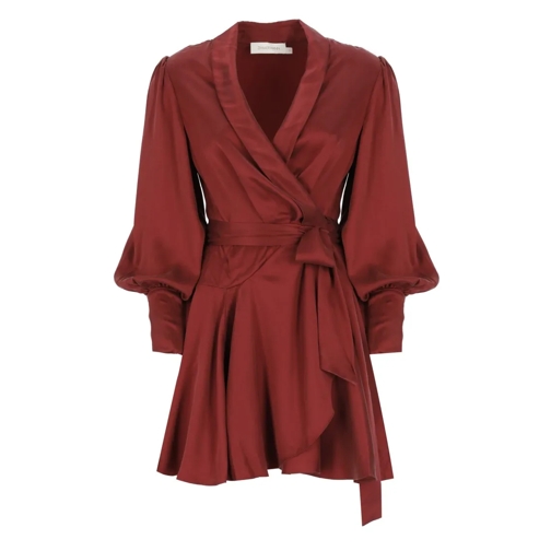 Zimmermann Bordeaux Silk Dress Burgundy Mini-Kleider