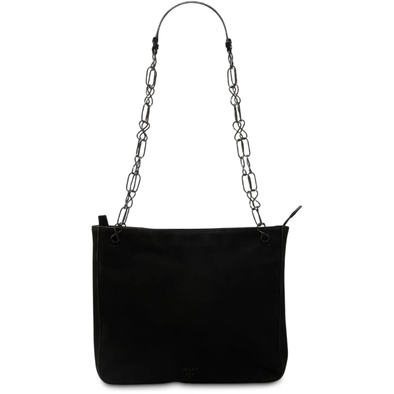 Prada Schultertasche Suede Chain Shoulder Bag schwarz
