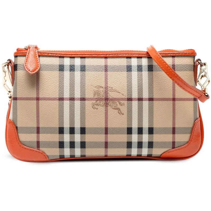 Burberry Schultertasche Haymarket Check Coated Canvas Peyton Crossbody braun