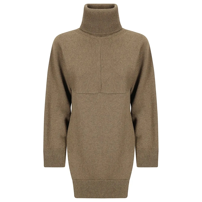 STEFANO MORTARI Rollkragenpullover Asymmetric Hem Wool Turtleneck Sweater Brown