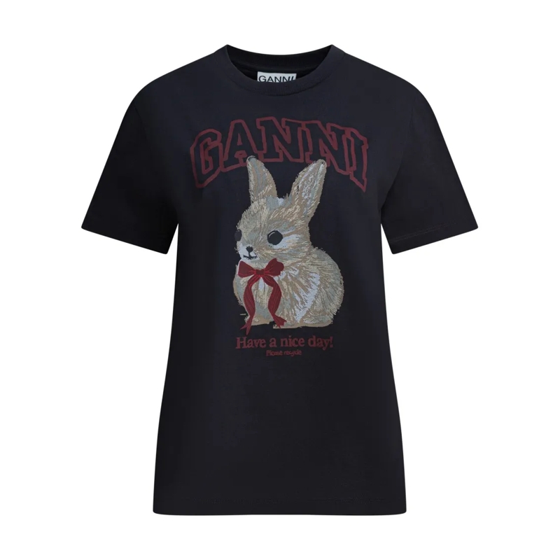 GANNI T-shirt "Bunny" Cotton T-Shirt Black