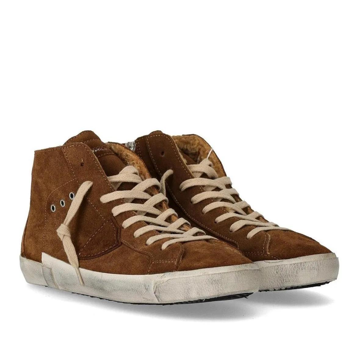 Philippe Model Sneakers - PHILIPPE MODEL PRSX HIGH DAIM FUR COGNAC SNEAKER - Gr. 40 (EU) - in Braun - für Damen