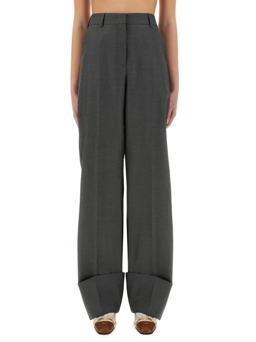 Thumbnail - Valentino Garavani - Straight Wide-Leg Virgin Wool Pants - Größe 40 - grau