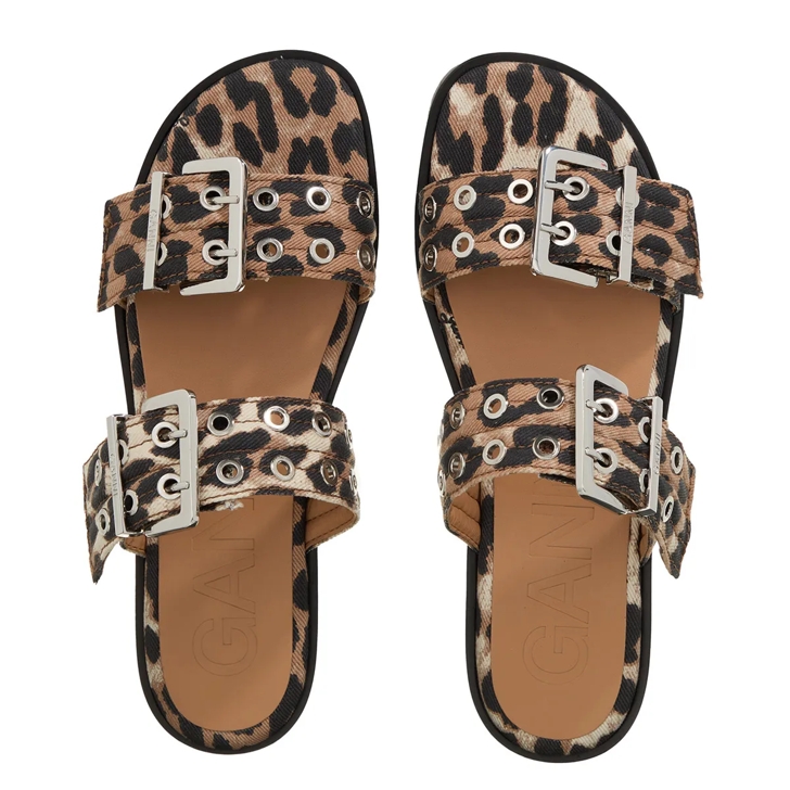 【関税＆送料込み】Ganni Feminine Buckle Leopard Print Sand Leopard Feminine Buckle Two Strap Sandals | Ganni | PB.nl