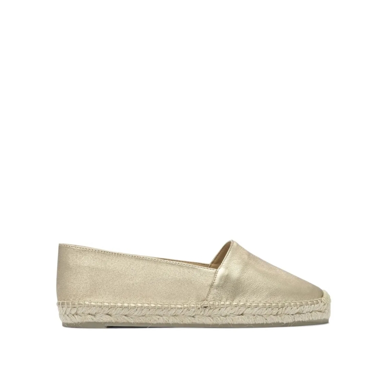 Castaner Ballerinas Metallic Leather Espadrilles With Braided Jute Tri Neutrals