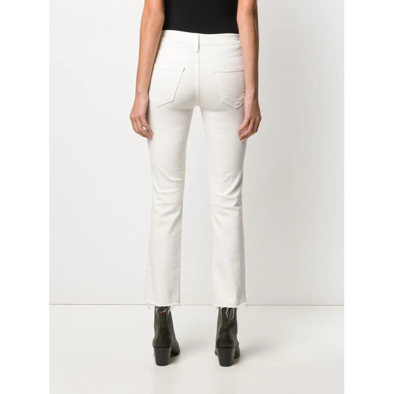 Mother Jeans Cream Puffs White Cotton Blend Flared Cropped Jean White(Image 6)