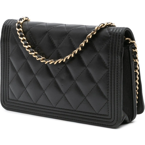 Chanel Porte-cartes 2017-2018 Lambskin Boy Wallet On Chain schwarz (Image 2)