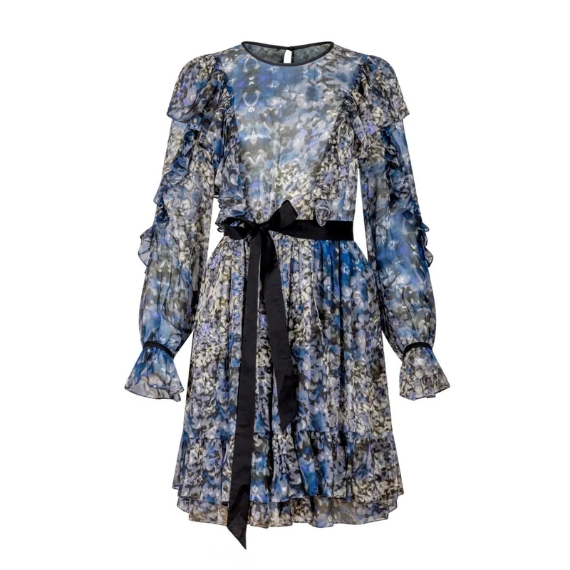 Helene Galwas Kleid Minikleid aus Seide BECKYRE- Mini-Kleid aus Chif blau