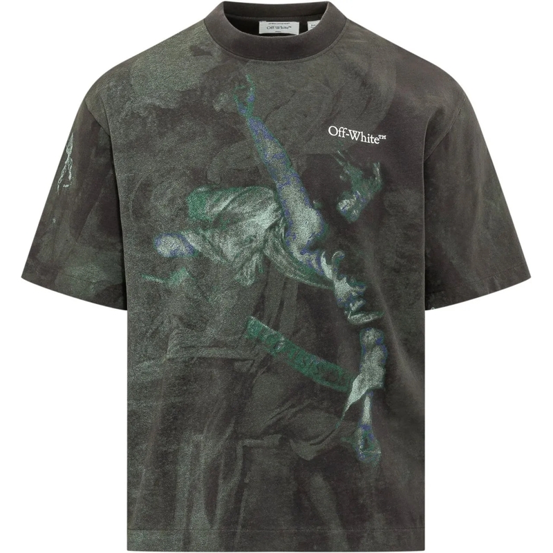 Off-White T-Shirt T-shirt con Stampa Caravaggio e Logo Frontale dunkelgrau