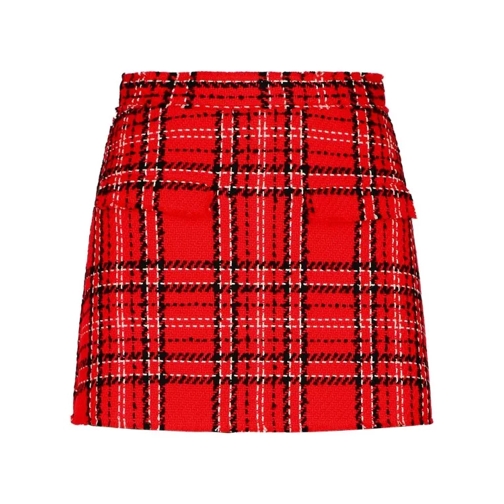 MSGM Check' Red Cotton Blend Shorts Red 