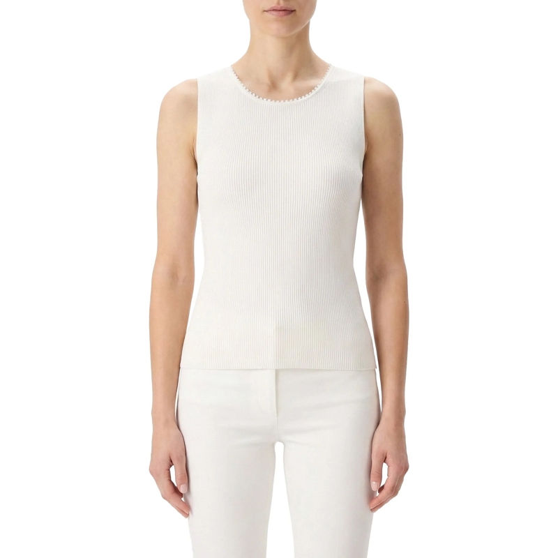 Luisa Cerano Top Geripptes Top weiß(Image 2)