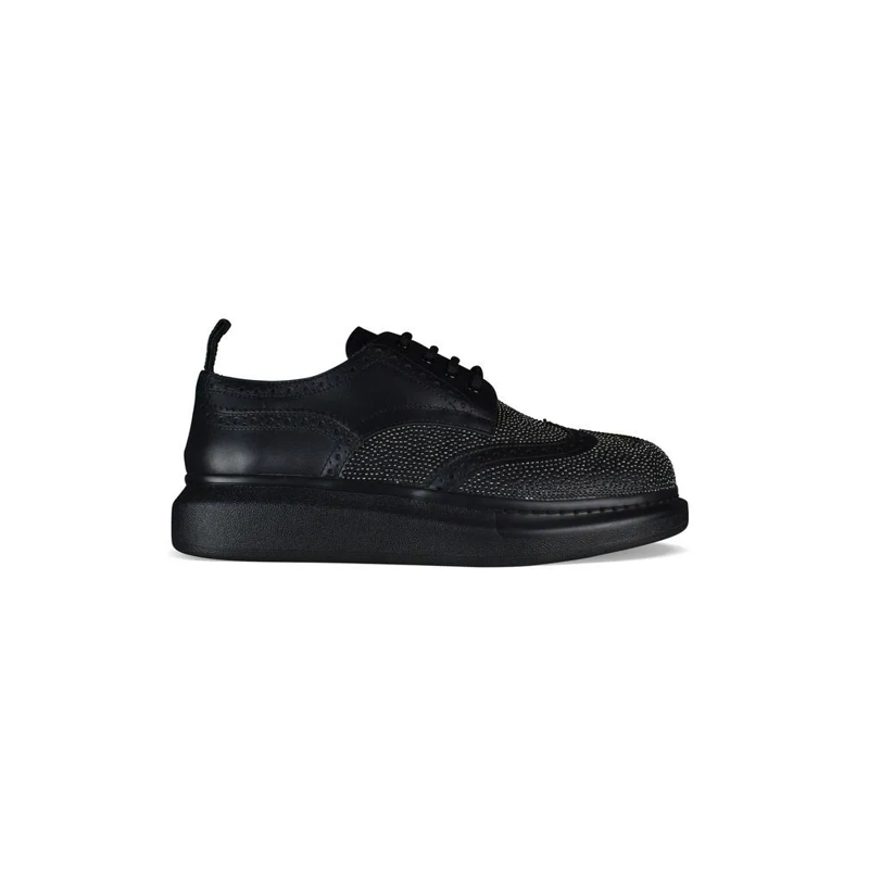 Alexander McQueen Schnürschuhe Black Leather Derbies With Oversized Rubber Sole Black
