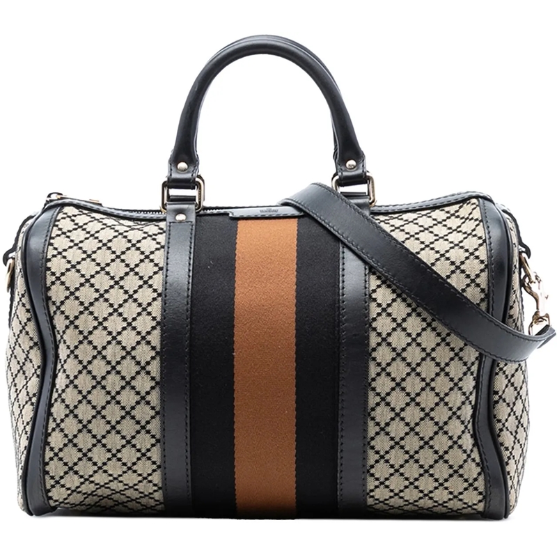 Gucci Schultertasche Medium Diamante Canvas Web Joy Boston Bag braun