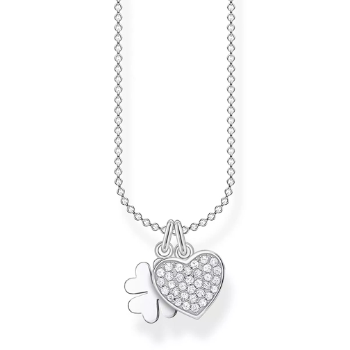 Thomas Sabo Necklace Cloverleaf with Heart Pearl White Collier moyen