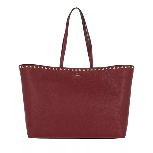 Valentino Garavani Rockstud Studded Shopping Bag Leather Burgundy Shopper