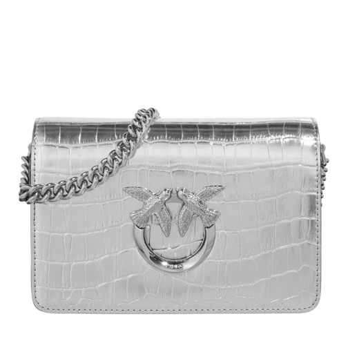 PINKO Love Click Mini Argento-Nickel Lucido Crossbody Bag