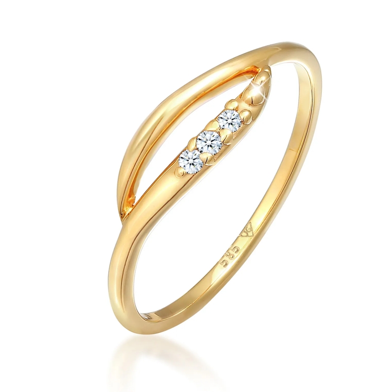 Elli Diamantring Ring Diamant Elegant Stylish 0.045 ct. 585 Gelbgol gold