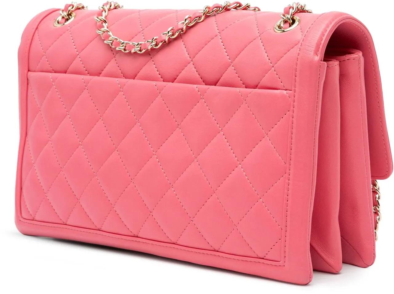 Chanel Shoppers Medium Quilted Lambskin 3 Compartment Flap in poeder roze