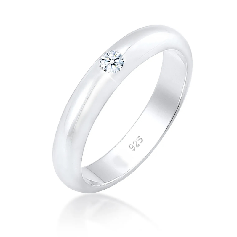 Elli Diamantring Ring Solitär Verlobung Diamant (0.06 ct.) 925er Si silber