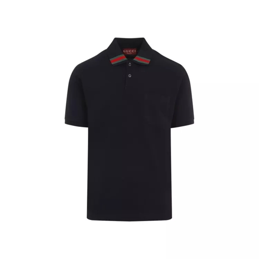 Gucci Cotton Piquet Polo Shirt With Web Black 