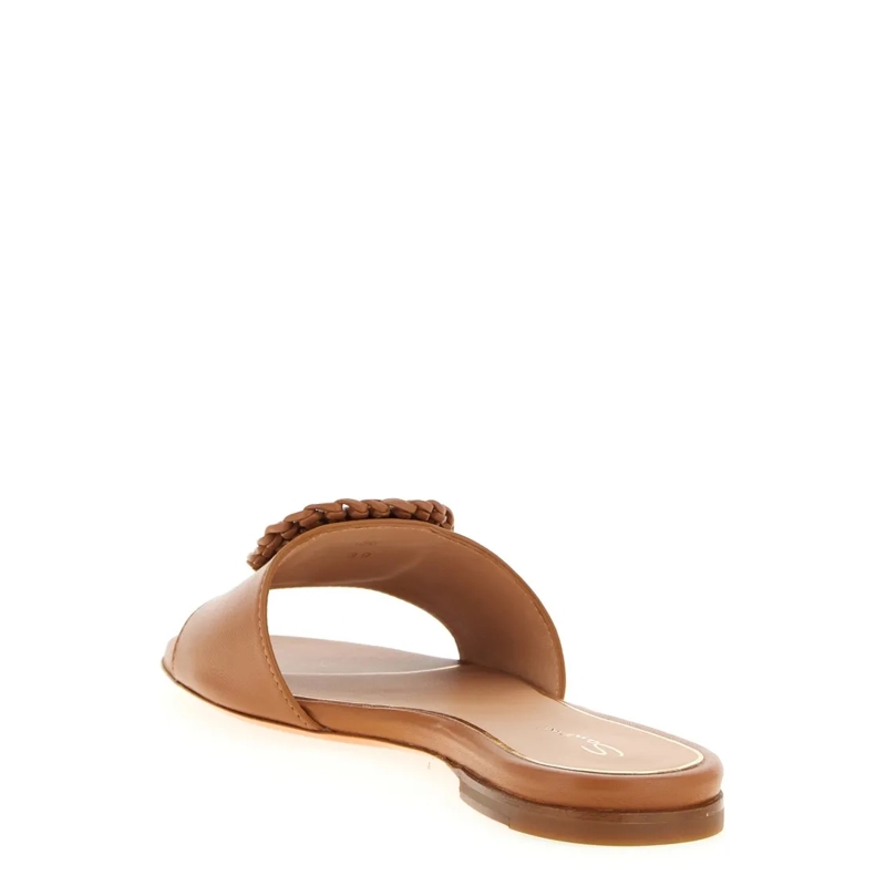 Santoni Sandalen Pantoletten aus Leder braun(Image 5)