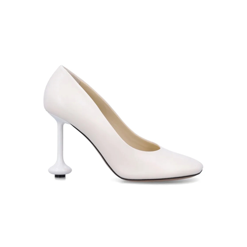 Loewe Pumps Petal-Toe Pumps With Lacquered Toy Heel White