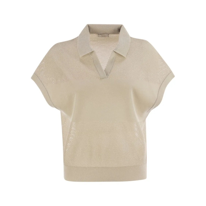 Peserico Trui Tricot Polo Shirt Neutrals