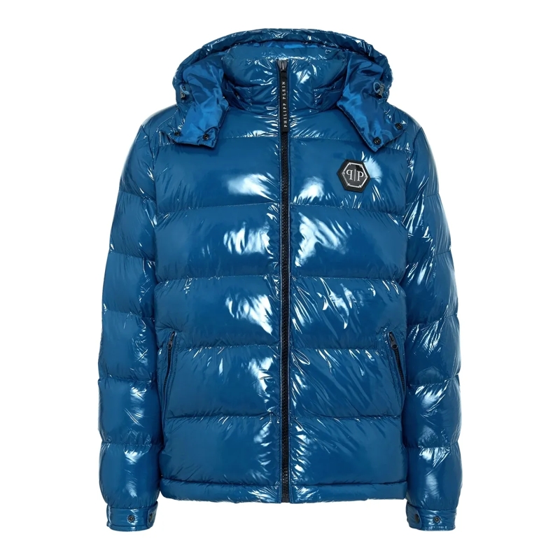 Philipp Plein Lederjacke Jacke Hexagon dunkel-blau