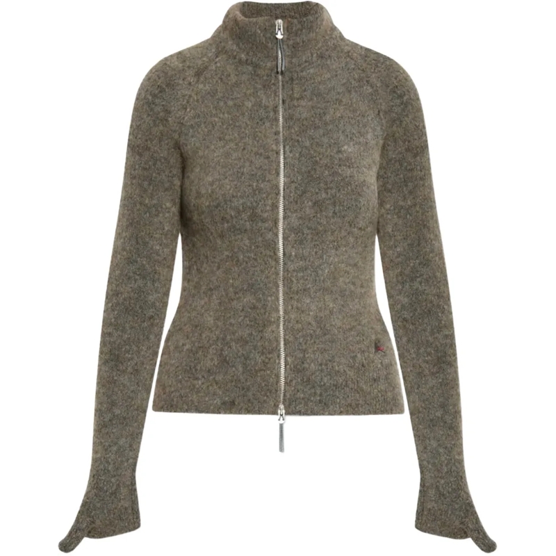 Roa T-Shirt Tasna Mohair Zip Up Sweater Dark Taupe braun