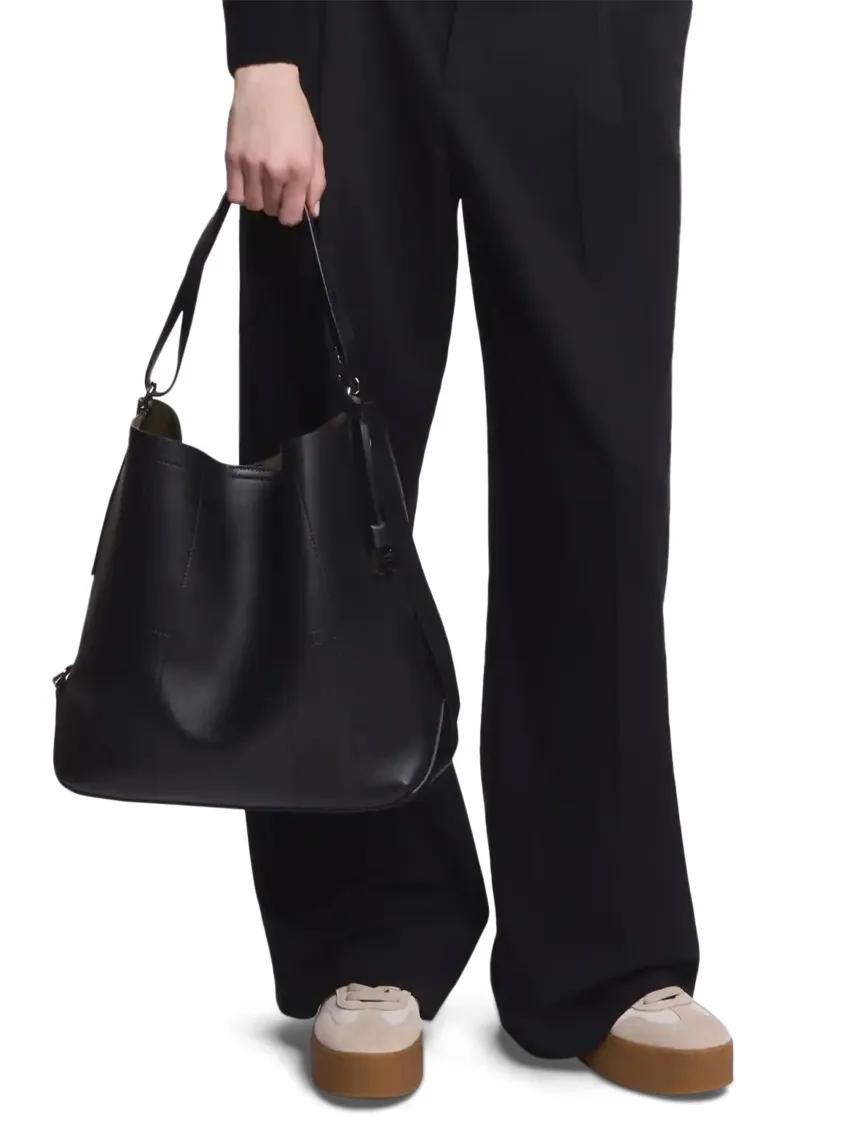 Thumbnail - Hogan Shopper & Totes - Black Leather Tote Bag With Design - Gr. unisize - in Schwarz - für Damen