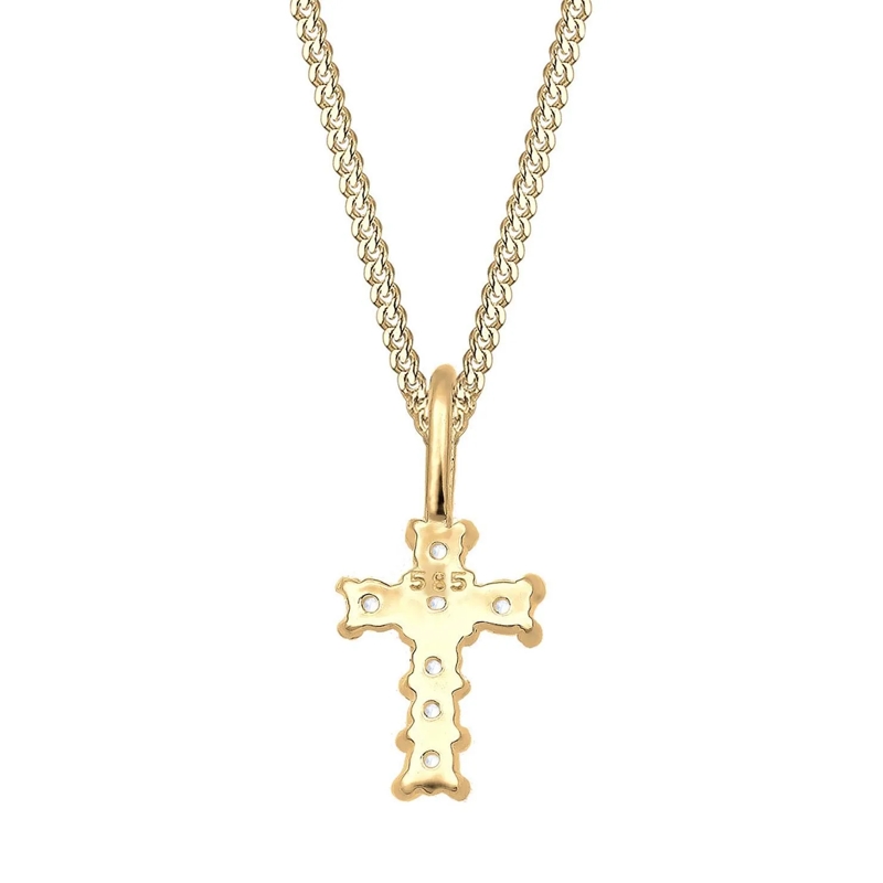 Elli Mittellange Halskette Halskette Kreuz Religion Glaube Symbol Topas 585 G gold