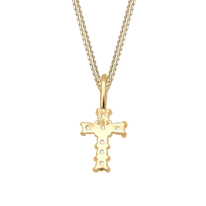 Elli Mittellange Halskette Halskette Kreuz Religion Glaube Symbol Topas 585 G gold(Image 4)